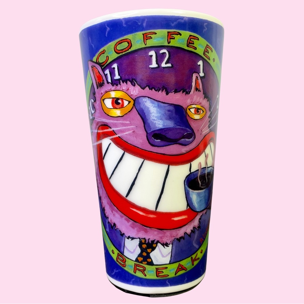 Chaleur Cat Teeth Coffee Break 6" Tall Coffee Mug Clock